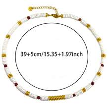 Colar de concha natural simples estilo boho com contas de ágata vermelha + colar de contas de pedra natural de alta qualidade com dopamina multicolorida, colar feminino de estilo doce e moderno, gargantilha que não desbota
