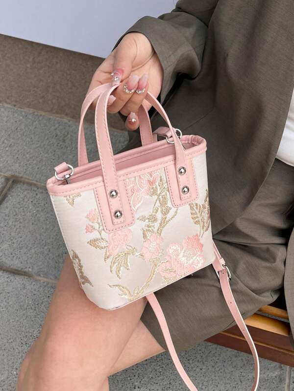 حقيبة يد مطرزة على الطراز الصيني 2025 موديل جديد، حقيبة دلو عصرية ربيع وصيف عالية الجودة، حقيبة كروس محمولة متعددة الاستخدامات، نمط عشوائي