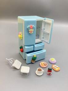 1个高度逼真的迷你双门冰箱，带包装盒，精细的厨房场景，创意爱好玩具，适合青少年，家用电器模型，装饰配件，采用优质ABS塑料制成，3种颜色可选，迷你冰箱玩具，迷你玩具食物，娃娃配件，减压玩具，感官玩具，微缩冰箱场景玩具 - 彩色 - 查看 24