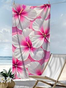 1pc Microfiber Beach Towel With Rose Flower Pattern, Quick-Drying Beach/Bath Towel Suitable For Adults, Travel, Summer, Sports, Swimming, Pool, Yoga, Camping, Large 90*180 Or Small 70*140