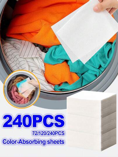 240片装洗衣吸色纸防染色洗衣片适用于洗衣机清洁衣物除色片