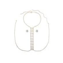 1 Set de joyería corporal para mujeres, que incluye aretes con gemas artificiales blancas incrustadas, accesorios elegantes, encantadores y sexys para fiestas de verano en la playa, discoteca o eventos