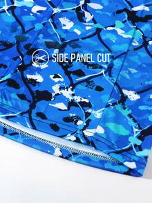 Men's Hooded Face Mask Fishing Shirt, Long Sleeve High-Performance Fishing Shirt, Breathable Quick-Dry, Boyfriend Style, Green Mosaic Design, UV Protection Fishing Apparel - Blue - View 5