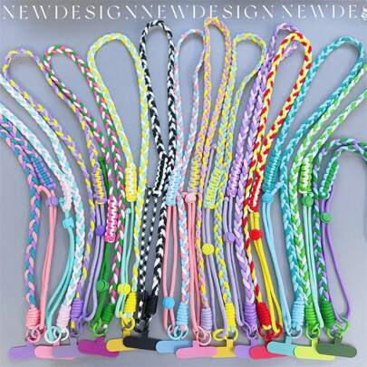 Correa de teléfono móvil tejida cruzada que puede llevar una correa de teléfono colorida con cadena colgante