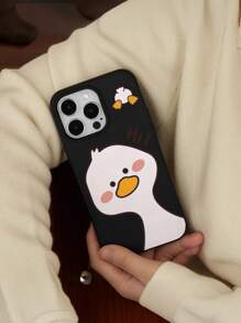1pc Creative Duck Graphic, Matte Black TPU Shockproof Protective Phone Case, Can Be Used As Holiday Gift Compatible With Apple XS/XS Max/XR/11/12/13/14/14 Plus/15/15 Plus/16/16 Plus