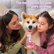 (Pink Cat And Dog Paw Birthday Digital Candles, Cupcake Decorations, Dog Themed Candles, Suitable For Party Celebrations, Birthday Decoration Supplies - Pink - View 2