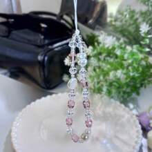 Pink Phone Lanyard, Crystal Shell Phone Wrist Strap, Camera & Phone Decor Lanyard