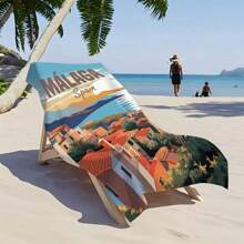 1pc City Of Sunset Beach Towel, Soft & Cool For Summer Beach, Size 70x140cm, Made Of Absorbent & Quick-Dry Microfiber, Suitable For Swimming Pool, Surfing, Yoga, Camping And Travel