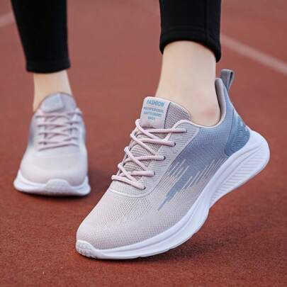 Women's Lightweight Breathable Mesh Running Shoes - Comfortable Lace-Up Sneakers For Casual Sports, Fashion Athletic Walking