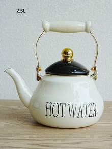1 件，陶瓷手柄简约字母梨形搪瓷水壶，四季耐热热水壶，茶壶，咖啡壶，炉边烤茶的茶壶，节日和生日赠送亲朋好友的礼品壶