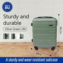 欧盟制造注册行李箱，ABS塑料硬壳，大容量，旅行，防水，加固，静音轮，密码锁 - 橄欖綠M-66*44*24cm - 查看 1