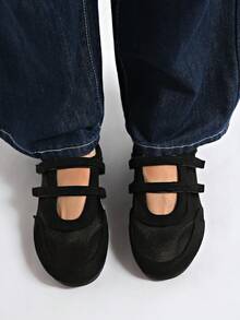 复古红色百搭玛丽珍女鞋，2025春季新款休闲圆头平底鞋【尺码偏小，请参考尺码表】，芭蕾平底鞋