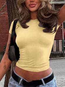 PLAYERA AMARILLA DE DAMA PARA ESTE VERANO IDEAL PARA GYM O CASUAL - Amarillo - Ver 1