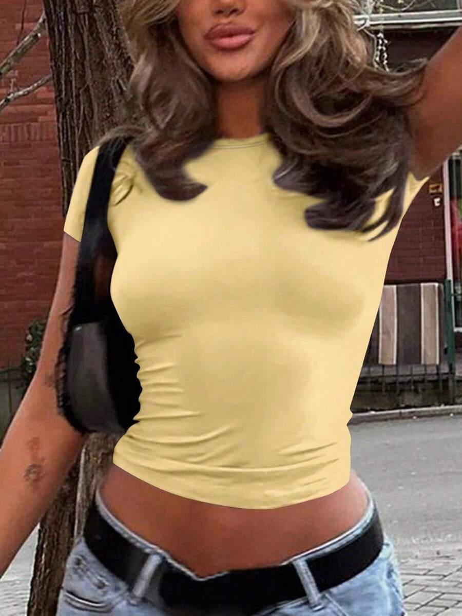 PLAYERA AMARILLA DE DAMA PARA ESTE VERANO IDEAL PARA GYM O CASUAL - Amarillo - Ver 1