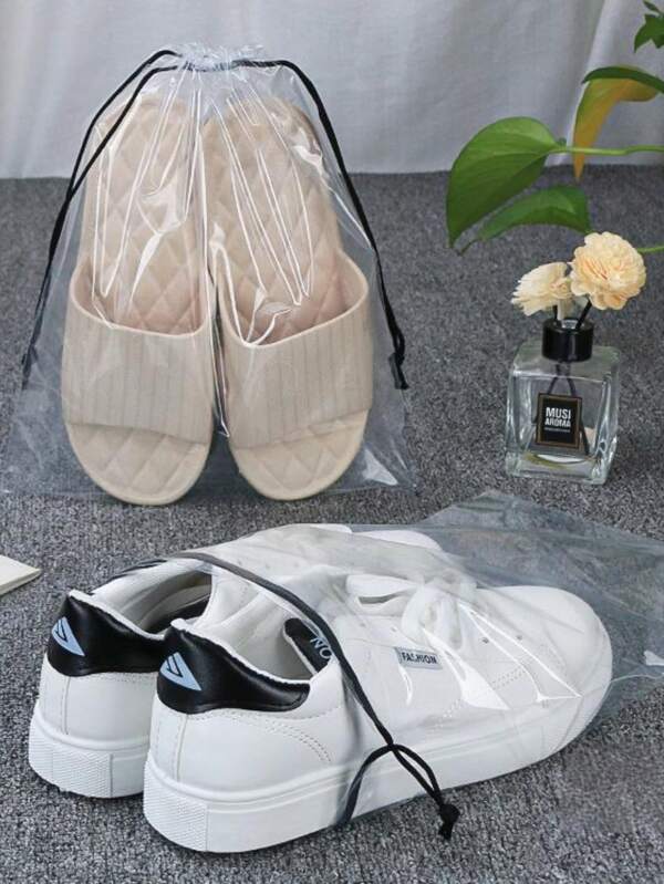 Transparent Plastic Drawstring Bag Storage Bag, Dustproof And Waterproof Drawstring Bag For Toys, Shoes, Clothing And Other Items