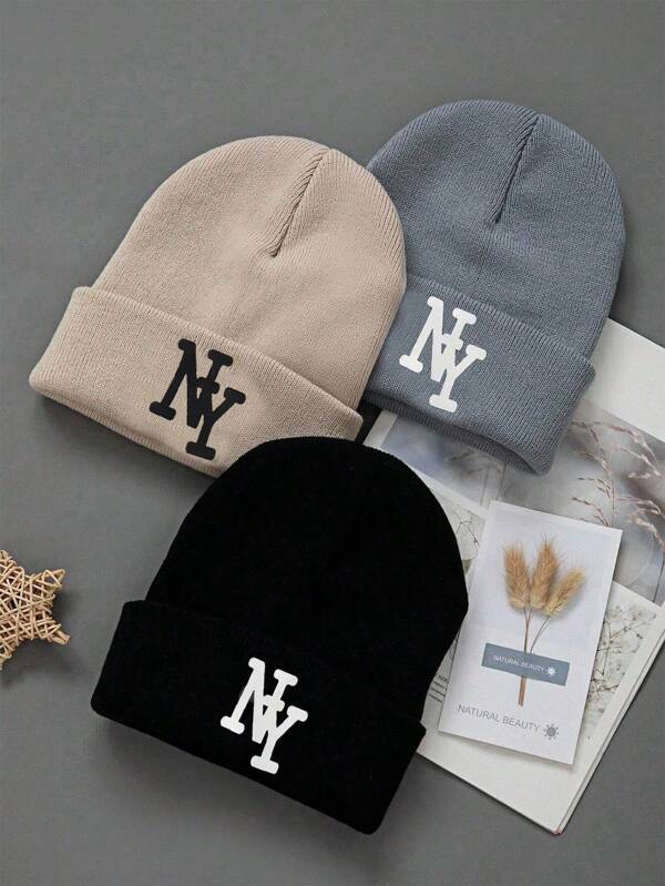 1/2/3 قبعة محبوكة مطبوع عليها حرف، مناسبة للرجال، عصرية، عالية الجودة، مقاومة للرياح، مناسبة للأنشطة الخارجية، الأنشطة الترفيهية، ارتداء اليومي