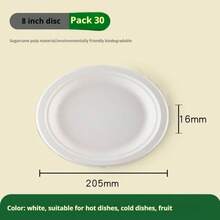 10/50pcs 6/8 Inch Thick Luxury Sugarcane Fiber Paper Plates - Reusable, Leak-Proof, Disposable, Suitable For Celebration Events