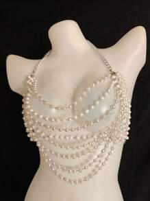Sexy Lingerie Sexy Body Chain For Women, Men & Crossdressers – Acrylic, Crystal, Sequins Chest Harness,Pear Sexy Bra Hollow-Out Pendant Vest, Hot Girl Bra Accessories For Nightclubs, Parties, Hotels, Carnivals, Couples