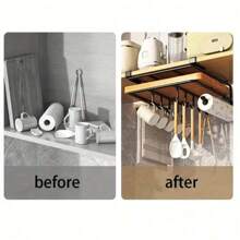 1pc Non-Drilling Kitchen Cabinet Storage Rack - Multi-Function Metal Organizer Shelf, Suitable For Cutting Board, Easy Installation, Space Saving Design, Ideal For Kitchen & Dining Room, Metal Wall Mount Rack, Practical Shelf