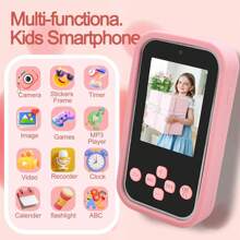 Juguete de smartphone para niños con pantalla IPS de 2,4'' y cámara dual, teléfono de aprendizaje educativo para niñas y niños de 3 a 10 años, incluye juegos, reproductor de música, reloj despertador y funda de silicona suave, regalo perfecto para Navidad y cumpleaños (con tarjeta de 32GB)