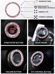 Car Interior 2-Piece Set Of Car Ignition Ring Decorative Ring Inlaid With Diamond Water Coaster Cross-Border Car Interior Supplies 4PCS