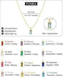 FUNEIA Women 14K Gold Plated Emerald Birthstone Necklace Women Mothers Dainty Gold Necklace Blue Green Cubic Zirconia Pendant Necklace Birthday Gifts Women Jewelry - 03. 三月(海藍寶石) - 查看 5