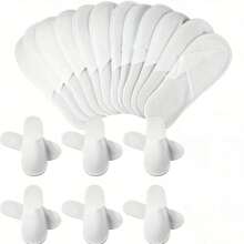 1/3/6pairs White/Yellow Shoe Edge Slippers, Neutral Spa Slippers, Loose Hotel Slippers, Hotel Bathroom Slippers, For Guests To Use, Non Slip Sole, Closed Toe, Fluffy, No Power Required, Suitable For Bathrooms, Living Rooms, Hotels, And Shoeless Homes Back To School