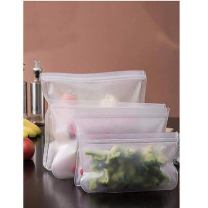 1/3/5个可重复使用EVA食品保鲜袋，多功能防漏自封保鲜袋，水果、蔬菜、三明治、肉类等食品保鲜袋，厨房用品，适用于密封食品保鲜储存和餐前准备