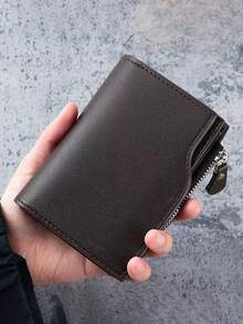 1 件新款男士短款钱包，多功能拉链钱包，带多个卡槽，大容量商务男士零钱包 - 黑色 - 查看 10