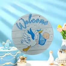 1 pieza Decoración de fiesta para bebé Colgante de madera, Logotipo de bienvenida para revelación de género - Fácil de colgar, Decoración de pared con tema de oso y globos rosas - Perfecto para celebraciones de primer cumpleaños y duchas de adolescentes, Pancarta de feliz cumpleaños