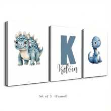 Custom Canvas Wall Art - Personalized Dinosaur Wall Art, Boys Room Decor, Set Of 3 Prints, Custom Name Poster, Dinosaur Print, Nursery Wall Art, Dinosaur Decor Frameless, High Quality Material, Unique Gift Idea Gifts Birthday Graduation Optional Frame,Graphic Print - Multicolor - View 23