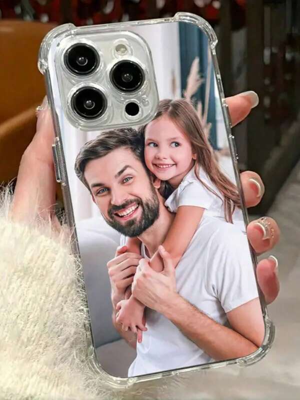 Customizable Heart-Shaped Personalized Phone Case, TPU Transparent Shockproof Silicone Phone Cover Compatible With Apple/Galaxy/Realme/Honor/Redmi/OPPO, Customizable Text And Images, Suitable For Father's Day, Labor Day, Valentine's Day, Birthday, Couples, Pets, Flowers, Butterflies