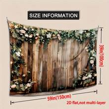 1 pièce Bannière de mariage design floral et en bois - Faite de fibre de polyester, sans alimentation électrique nécessaire, convient pour la douche nuptiale, la fête de fiançailles et les célébrations d'anniversaire, plusieurs tailles disponibles