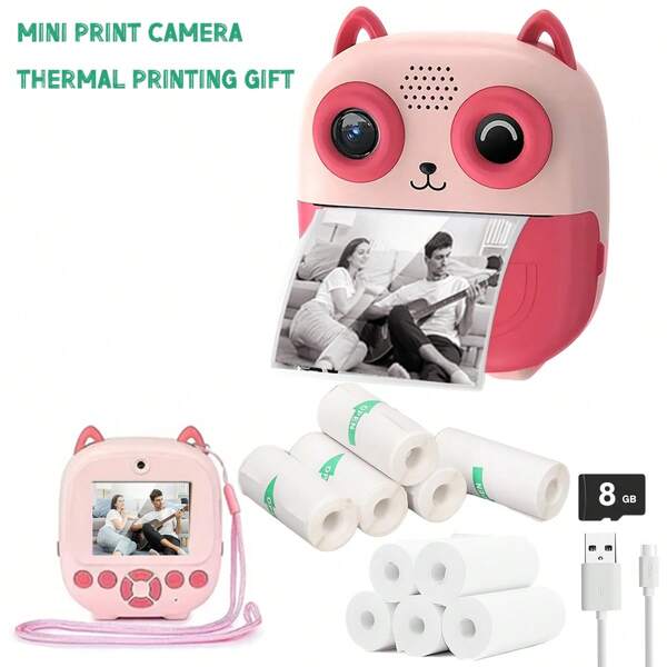 Aparat foto digital cu funcție de imprimare, imprimantă foto multifuncțională portabilă cu baterie reîncărcabilă litiu 18650 - cadou creativ pentru pictură și fotografie