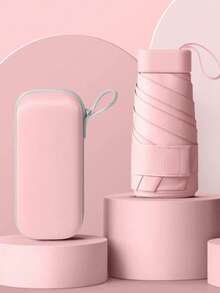 1 件优质紧凑型折叠太阳伞，防紫外线和防雨，轻便防风便携式迷你雨伞，带便携包 - 纯黑色乙烯基，男女皆宜，非常适合旅行、海滩、办公室和日常使用 | 便携式口袋雨伞 | 返校用品 - 彩色 - 查看 12