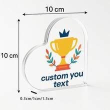 1 pieza Trofeo de acrílico con forma de corazón personalizado - Trofeo transparente personalizado, diseño de trofeo colorido - Agrega tu nombre o título - Ideal para reconocimiento de equipo, competencias, hitos laborales o regalos de motivación, celebra los logros de una manera elegante. - Multicolor - Ver 4