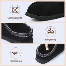 Local Delivery--Women's Slippers Fuzzy Cozy Short Ankle Shoes Indoor And Outdoor Mules Furry Warm House Slippers For Woman Cute Fluffy Clogs - 黑色 - 查看 3
