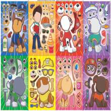 Paw Patrol 8 hojas de pegatinas de Patrulla Canina con el personaje Ryder, kit para hacer caras divertidas con el personaje Chase, juego de rompecabezas de pegatinas DIY, regalo de cumpleaños