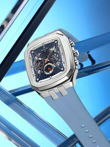 REWARD Men's Quartz Watch Business Fashion Style Timing Calendar Luminous Hands Multi-Functional Men Wristwatch High Quality Gift Classic Design Silicone Watch Band - Blue - View 2