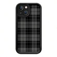 Funda de teléfono minimalista a cuadros en negro y gris, adecuada para modelos de 16, 16 Plus, 16 Pro, 16 Pro Max, 15, 15 Plus, 15 Pro, 15 Pro Max, 14, 14 Plus, 14 Pro, 14 Pro Max, 13, 13 Pro, 13 Pro Max, 12, 12 Pro, 12 Pro Max, 11, 11 Pro, 11 Pro Max, 7 y 8 Plus, fabricada en silicona y diseñada para evitar caídas, perfecta como regalo para 11 fiestas diferentes. - Negro - Ver 6