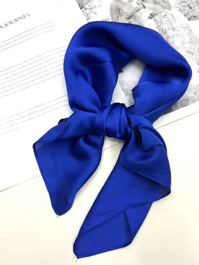 1pc Women Solid Color Fashion Square Scarf, Versatile Plain Silk Scarf For Hair Band, Belt, Neck Wrap,Women Bandana For Dress