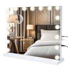80x60cm 17 LED 灯泡化妆镜化妆镜照明 3 色化妆镜梳妆镜带 14/17 灯可调光灯泡返校 - 白色 - 查看 3