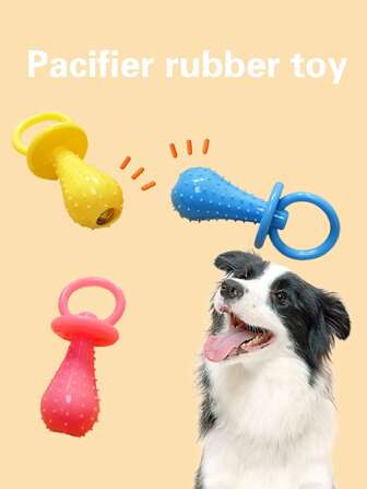1pc Pet Chewing Toy - Small Dog Teething Rubber Squeaky Pacifier Toy With Bell For Interactive Play, Only For Pet Use