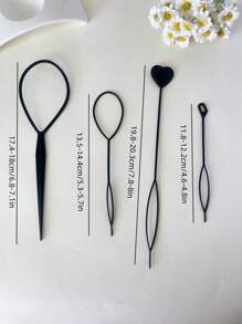 4pcs Black Hair Puller Topsy Braid Hair Styling Tools Girl Ponytail Creator Bridal Curly Hair Maker Plastic Loop Accessories
