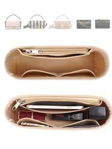 Felt Purse Organizer Insert For GG Marmont Mini Bag Multi-Pocket Handbag Organizer With Zipper Storage Compartments Back To School Supplies - Beige - View 1