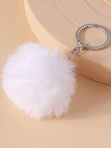 1pc Cute Faux Rabbit Tail Pom Pom Keychain, Unisex Commute Key Chain For Daily Wear Car Accessories Goth Y2k - Multicolor - View 22