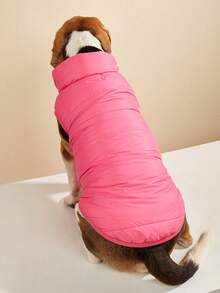 1 chiếc áo khoác cho thú cưng lót nhiệt màu trơn tối giản mùa đông, áo khoác ngoài trời chống gió cho chó lớn như Golden Retriever - Màu Hồng Tươi - Xem 6