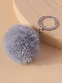 1pc Cute Faux Rabbit Tail Pom Pom Keychain, Unisex Commute Key Chain For Daily Wear Car Accessories Goth Y2k - Multicolor - View 19