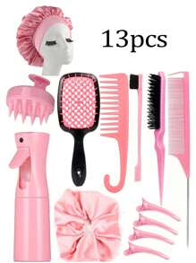 15 Piezas Juego de Cepillos y Peines para Peinado, 3/13 Piezas Peines, Peines de Púa, Peines de Cola de Rata, Cepillos de Bordes, Cepillos de Cabello, Rociador de Alta Presión, Horquillas, Anillos para el Cabello, Peines de Dientes Anchos, Gorros de Baño, Trenzadores de Cabello, Adecuado para Todo Tipo de Peinados, Vuelta al Colegio, Esenciales de Viaje y Vacaciones, Accesorios de Cabello para Mujeres