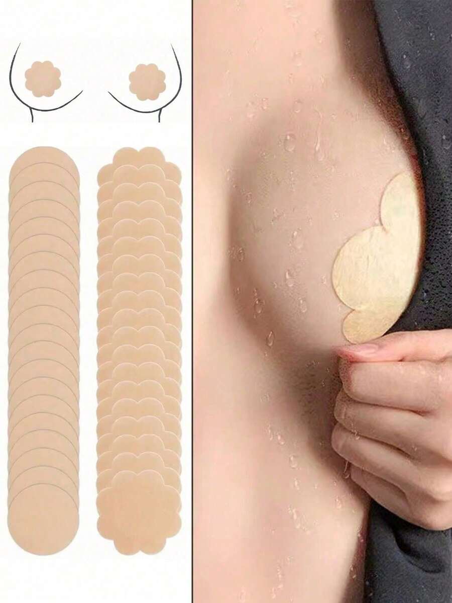 10/20/40pcs (Round Or Floral) Invisible Adhesive Bra Pasties - Ultra-Thin Non-Woven Breathable Chest Stickers For Women - Disposable Nipple Covers With Ultra-Comfortable Fit And Easy Removal Boy Valentine Heart Women's Valentine